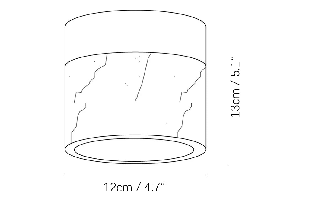 Lampada da soffitto in marmo cilindrico