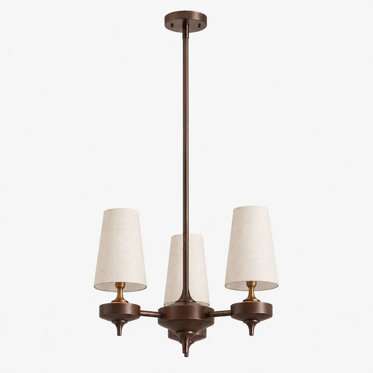 3-light Hour Rho chandelier with white velvet shades